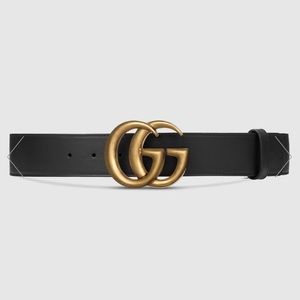 Black wide leather Gucci belt
